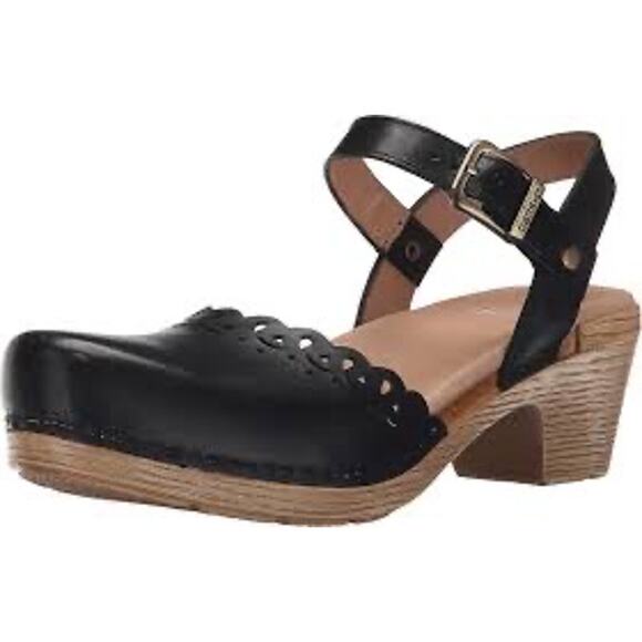 Dansko Shoes - Dansko Martha Mary Jane Black Leather Clog Platform Sandals Size 40 US 10
